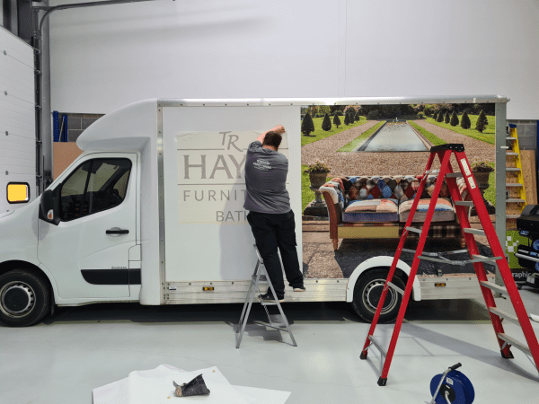 wrapping a luton van with sign graphics and text